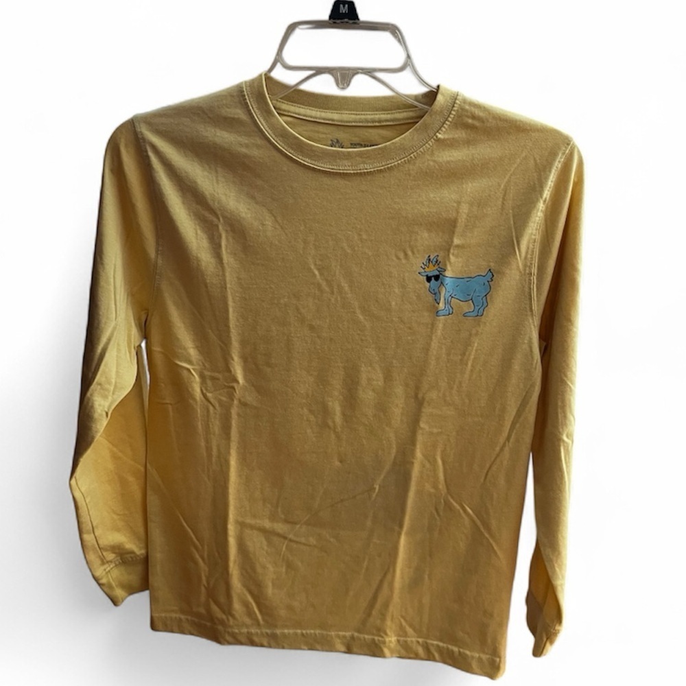 Yellow Long Sleeve Tee with Blue Elephant Graphic
